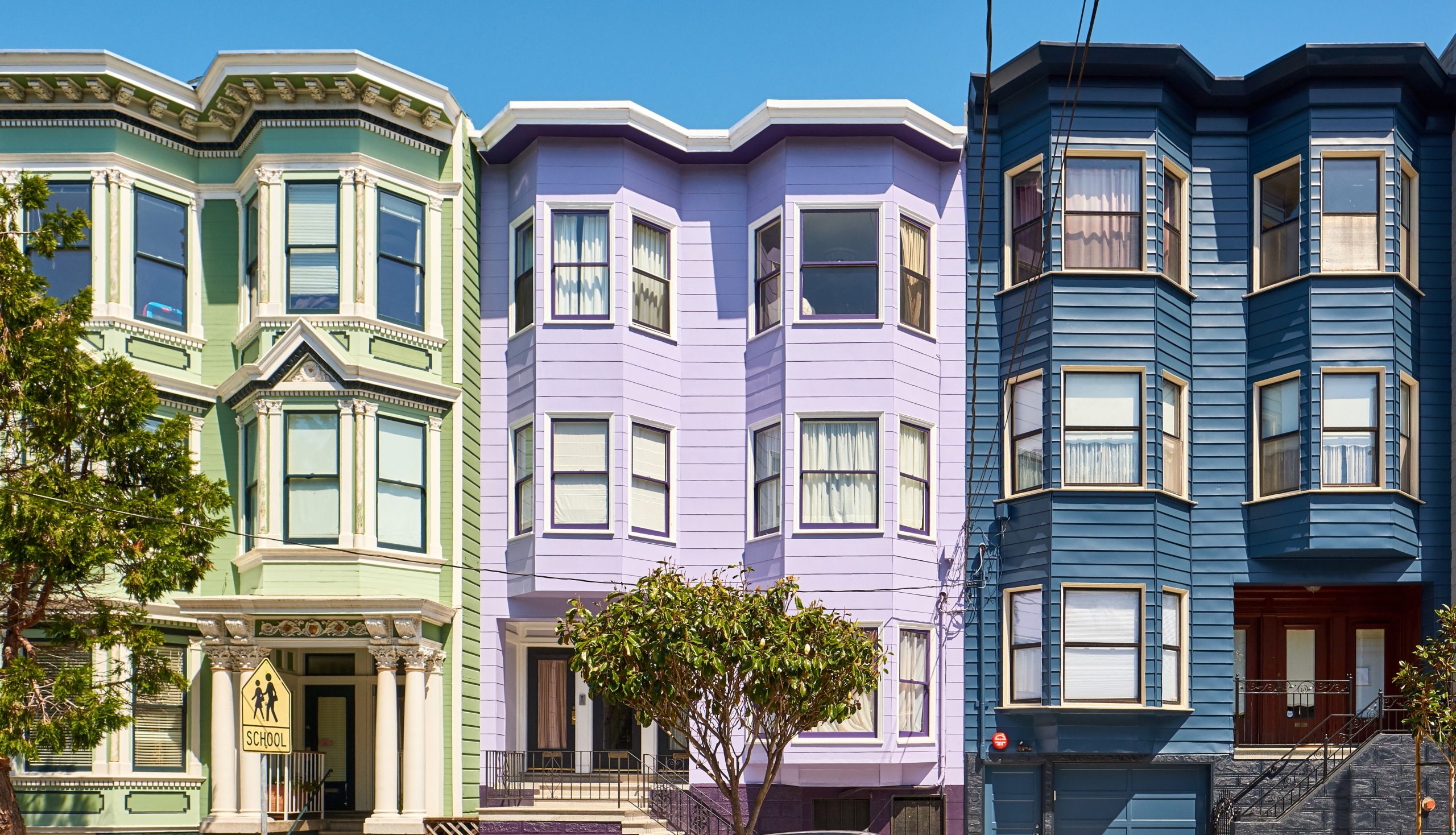 Beautiful and colorful Edwardian homes in San Francisco.
